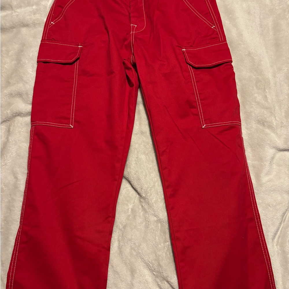 True Religion Men's Vibrant Red Cargo Pants